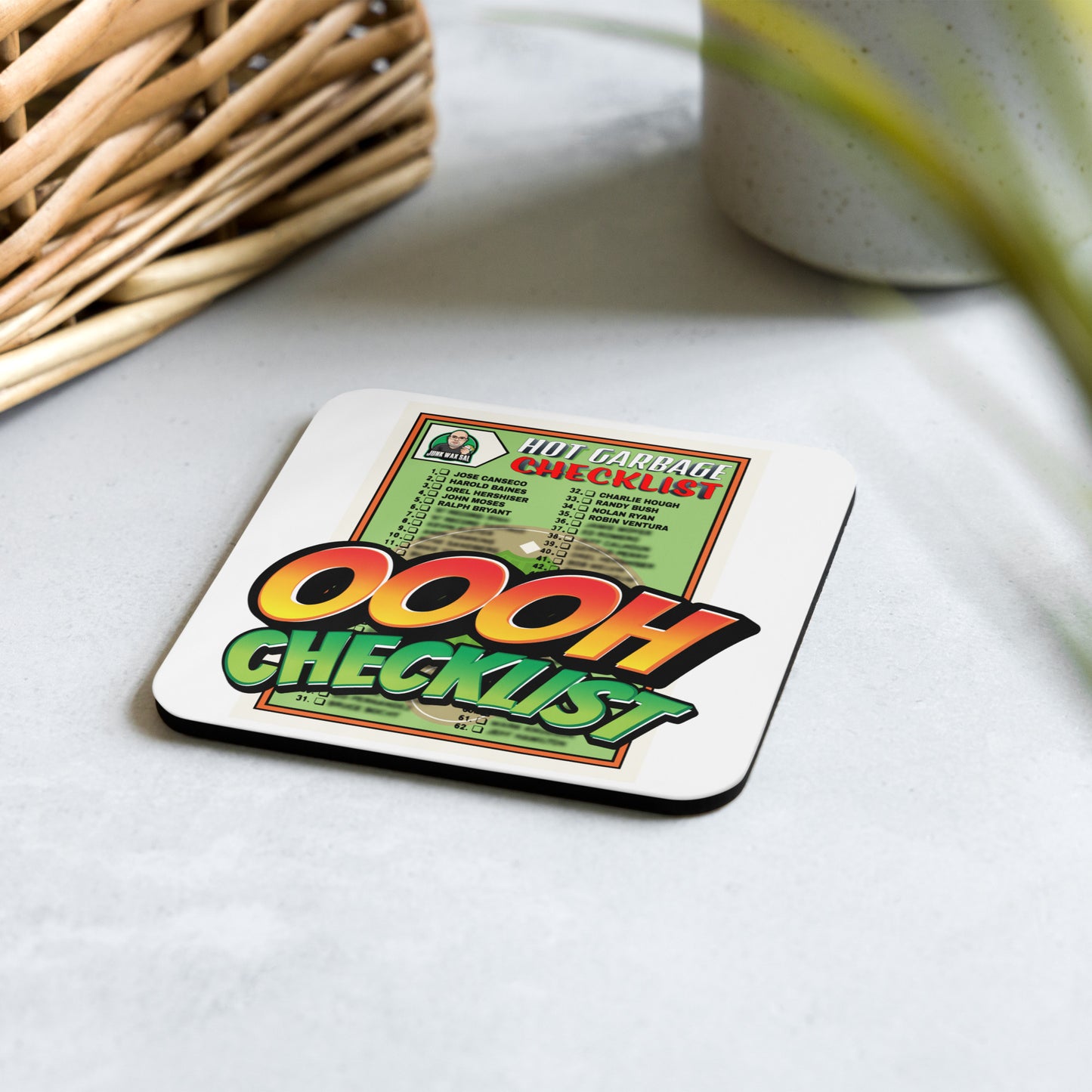 Junk Wax Sal - Oooh Checklist - Cork-back coaster