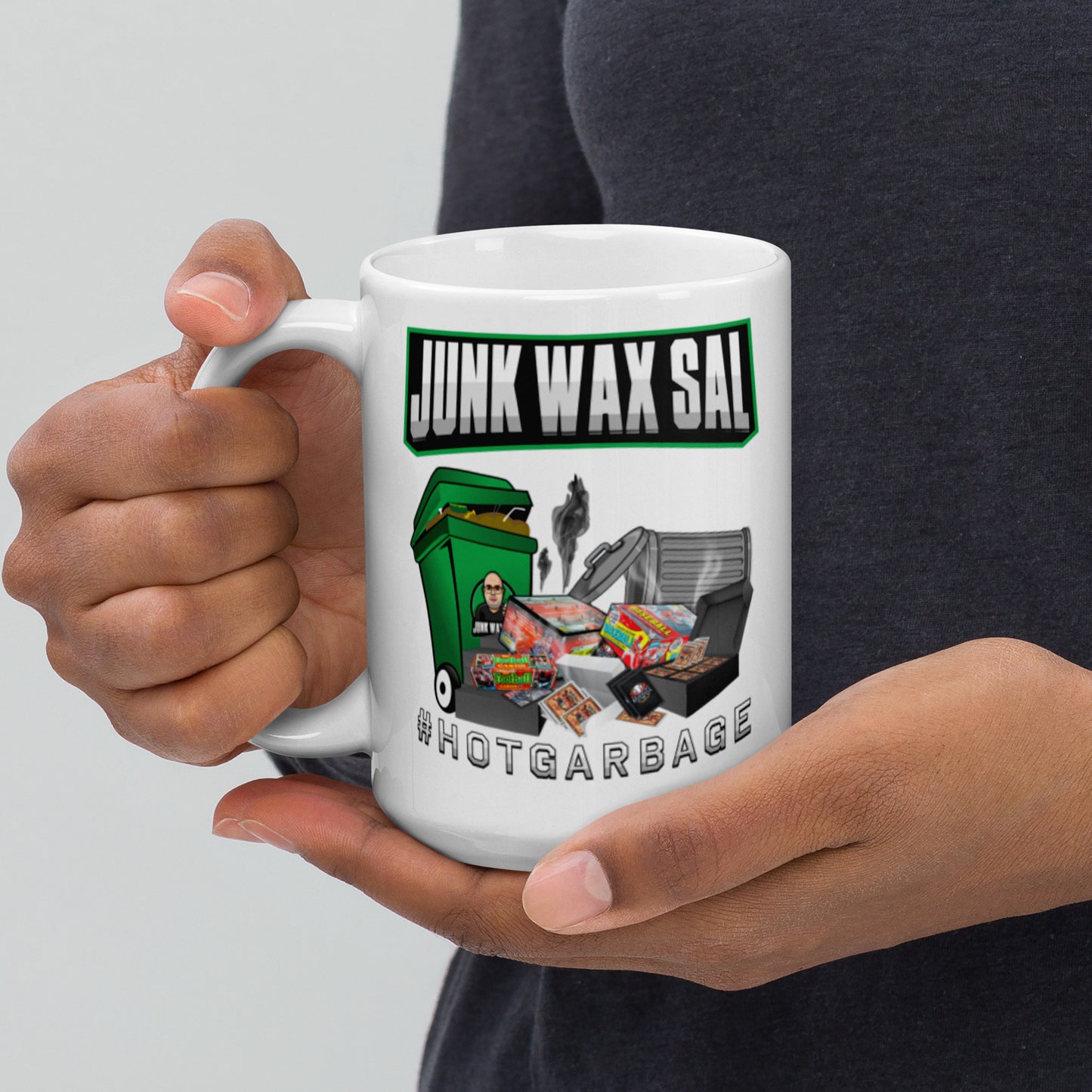Junk Wax Sal - Hot Garbage - White glossy mug