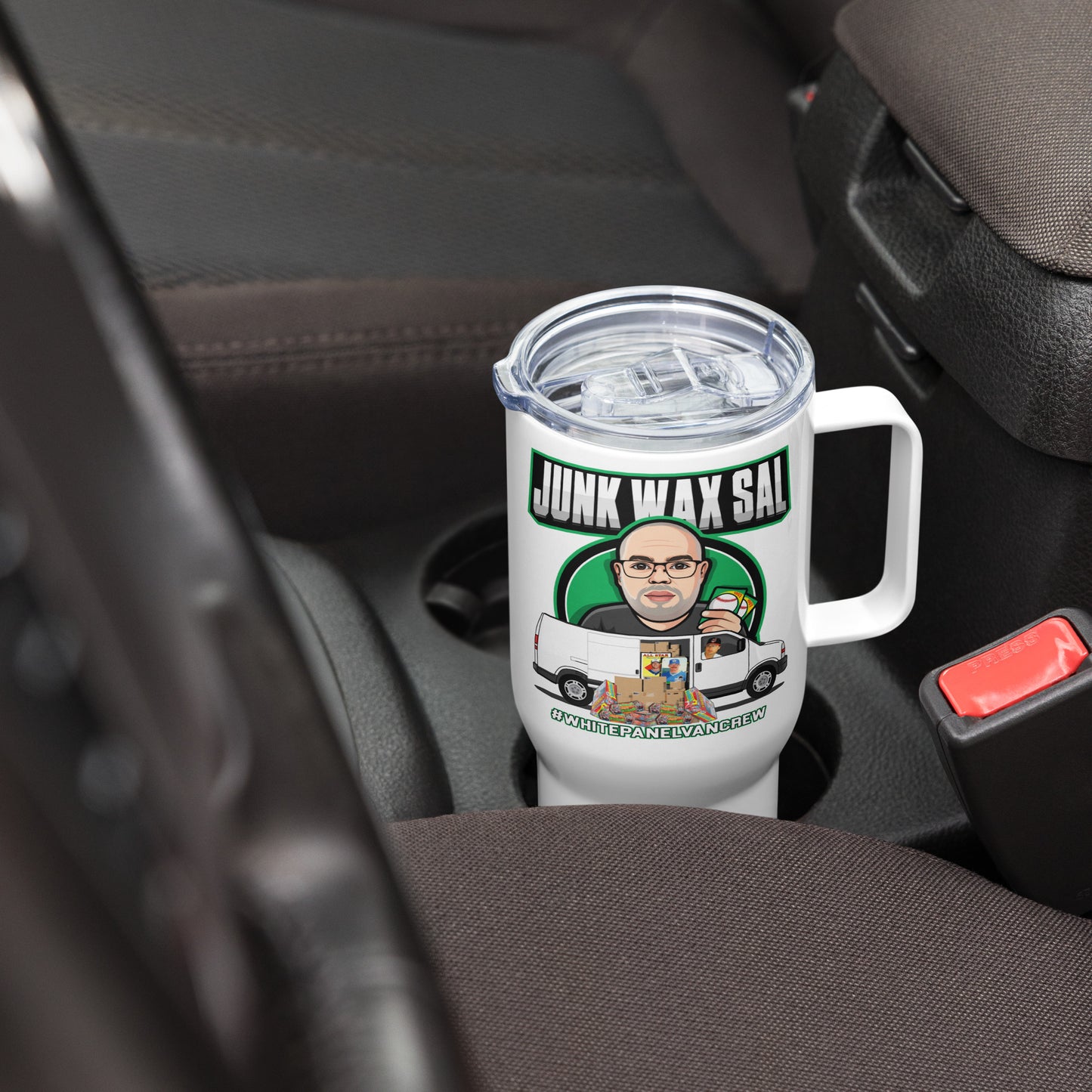 Junk Wax Sal - White Panel Van Crew - Travel mug with a handle